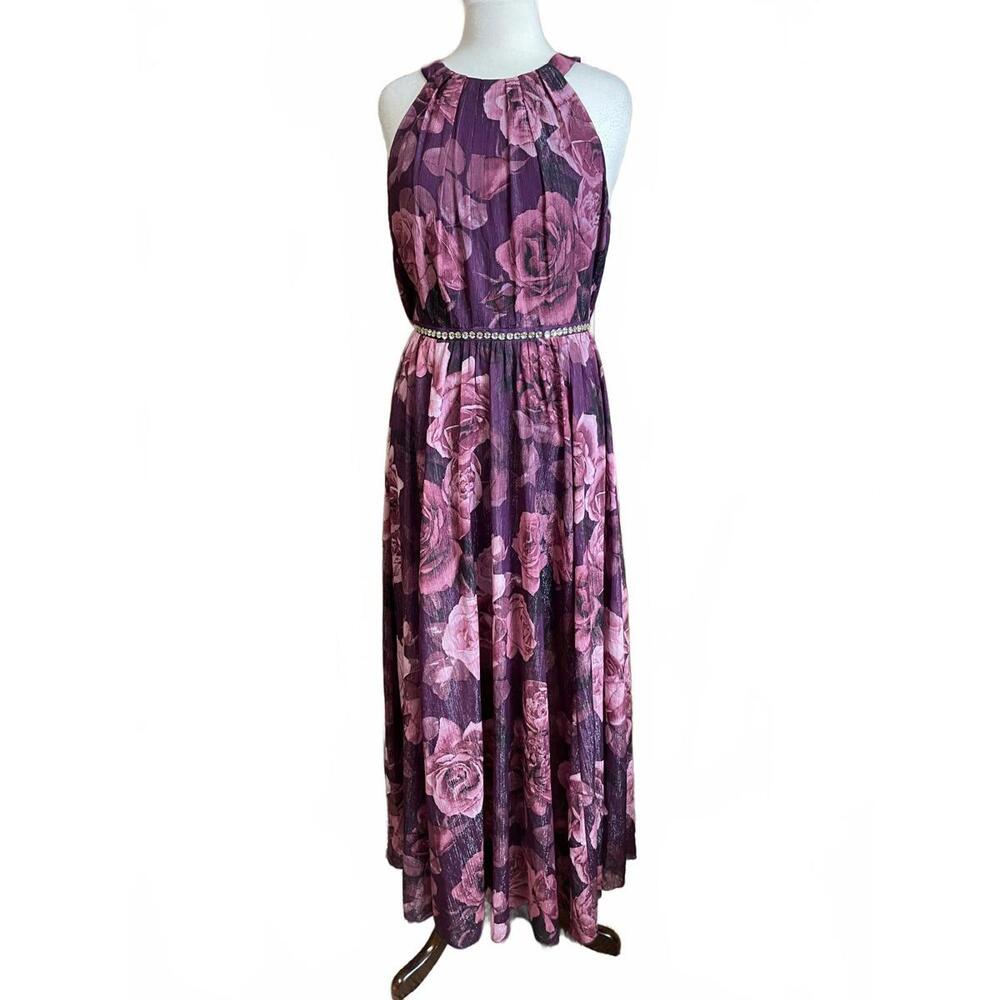 ALEXA B NITES -floral shimmer embellished formal dress 12